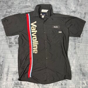 UniFirst Valvoline Mens Black Short Sleeve Work Shirt Landon Name Patch Size M